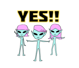 Happy aliens 1 sticker #12886224