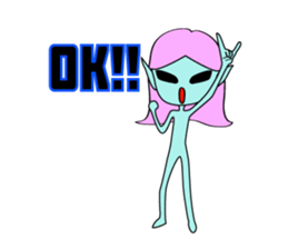 Happy aliens 1 sticker #12886230