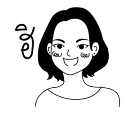 Woman in black & white ver.1 sticker #12893309