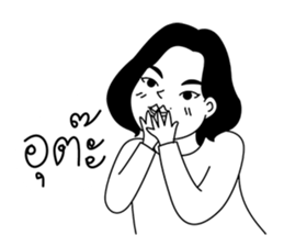 Woman in black & white ver.1 sticker #12893326