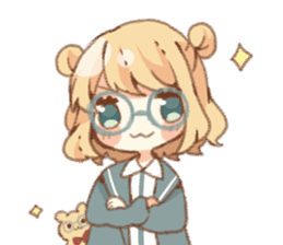 Girl of circle glasses sticker #12917290