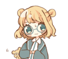 Girl of circle glasses sticker #12917293