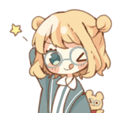 Girl of circle glasses sticker #12917298