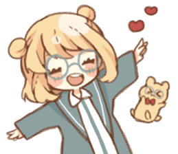 Girl of circle glasses sticker #12917307