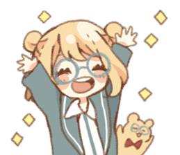 Girl of circle glasses sticker #12917317