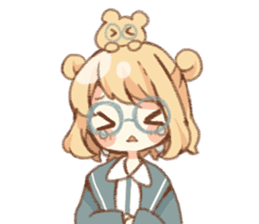 Girl of circle glasses sticker #12917318