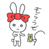 ribbon rabbit (red) sticker #12929322