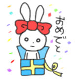 ribbon rabbit (red) sticker #12929329
