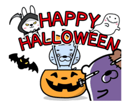 Cat and bear and rabbit of Halloween sticker #12936293