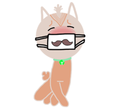 The dog has a mustache sticker #12942428