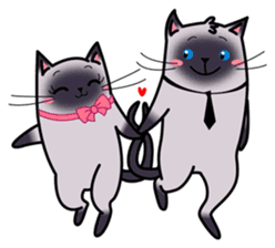 Siamese cats in love (N.3) by trikono sticker #12958244