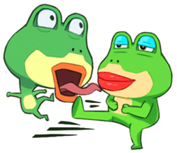 Green frog couple sticker #12959203