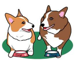 Pembroke Welsh Corgi and good friends sticker #12965535