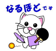 A white cat which plays table tennis sticker #12979440