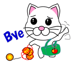 A white cat which plays table tennis sticker #12979477