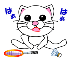 Badminton of a white cat sticker #12979530