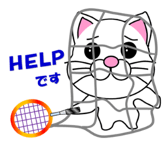 Badminton of a white cat sticker #12979531