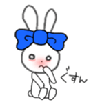 ribbon rabbit (blue) sticker #12989197