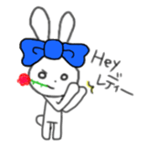 ribbon rabbit (blue) sticker #12989199