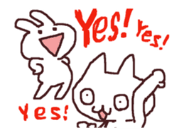 exciting cat and rabbit sticker #12990829