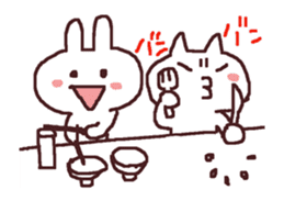 exciting cat and rabbit sticker #12990830