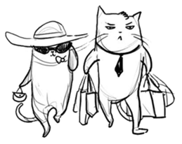 Cute cats in sketches (N.4) by trikono sticker #12997535