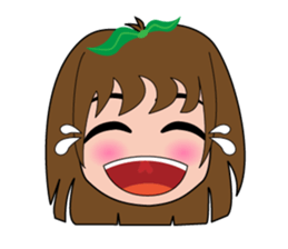 Cute apple girl sticker #12997664