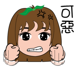 Cute apple girl sticker #12997670
