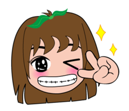 Cute apple girl sticker #12997672
