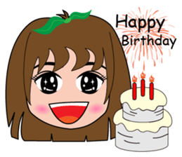 Cute apple girl sticker #12997674