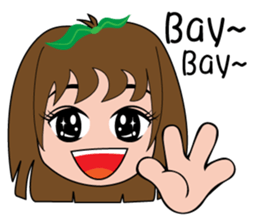 Cute apple girl sticker #12997694