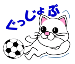 A white cat which plays soccer sticker #12999822