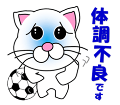 A white cat which plays soccer sticker #12999829
