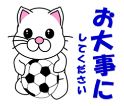 A white cat which plays soccer sticker #12999830
