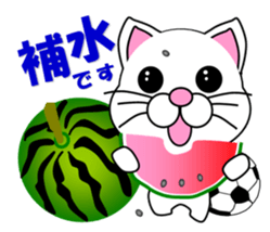 A white cat which plays soccer sticker #12999839