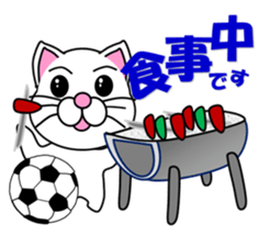 A white cat which plays soccer sticker #12999841