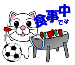 A white cat which plays soccer sticker #12999841