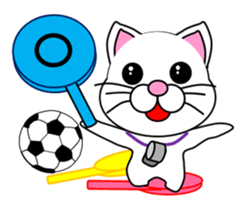 A white cat which plays soccer sticker #12999842