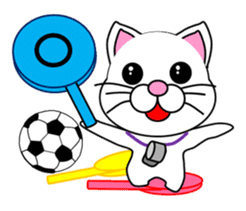 A white cat which plays soccer sticker #12999842