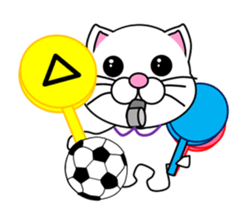 A white cat which plays soccer sticker #12999843