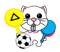 A white cat which plays soccer sticker #12999843