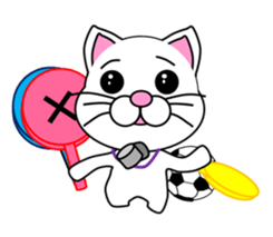 A white cat which plays soccer sticker #12999844
