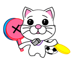 A white cat which plays soccer sticker #12999844