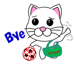 A white cat which plays soccer sticker #12999845