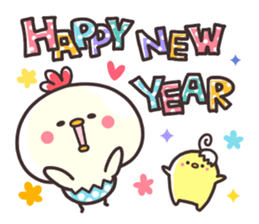 Chicken & chick winter sticker #13001930