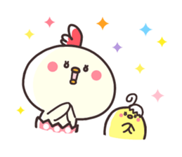 Chicken & chick winter sticker #13001950