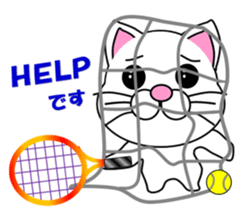 A white cat which plays tennis sticker #13014203