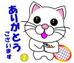 A white cat which plays tennis sticker #13014213