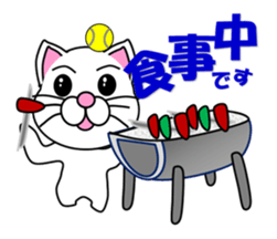 A white cat which plays tennis sticker #13014217