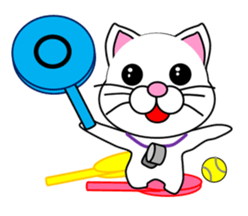 A white cat which plays tennis sticker #13014218